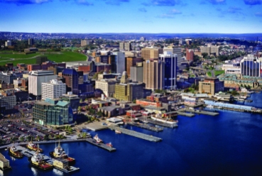 Aerial view of harbour and city. Halifax . Nova Scotia. Canada